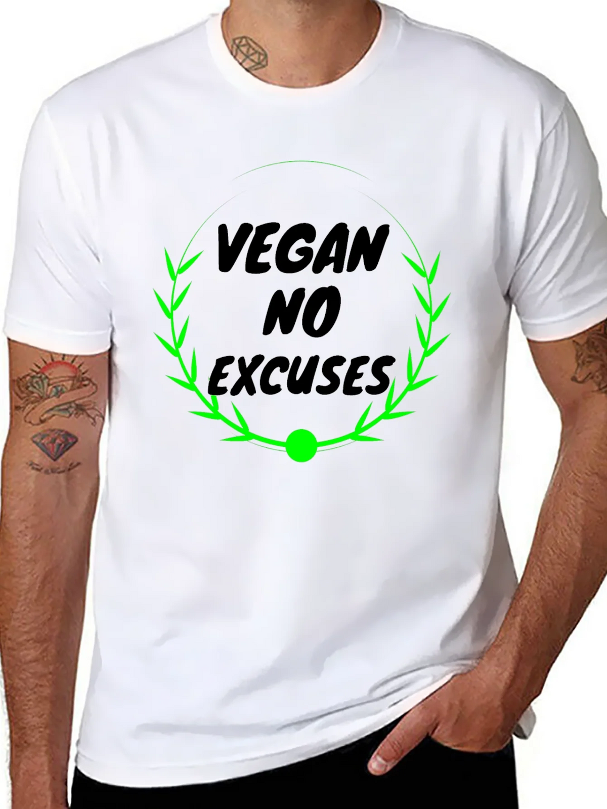 Vegan No Excuses Black Graphic T-Shirt product image 10
