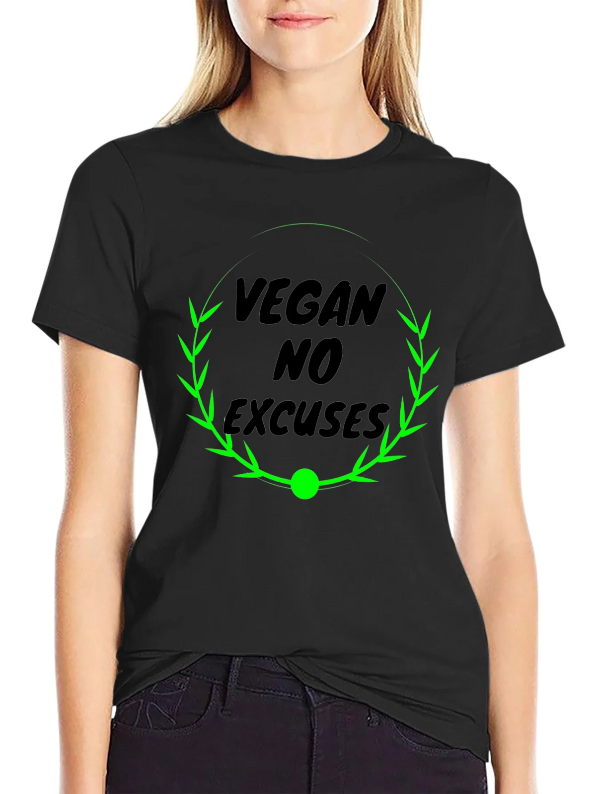 Vegan No Excuses Black Graphic T-Shirt product image 5