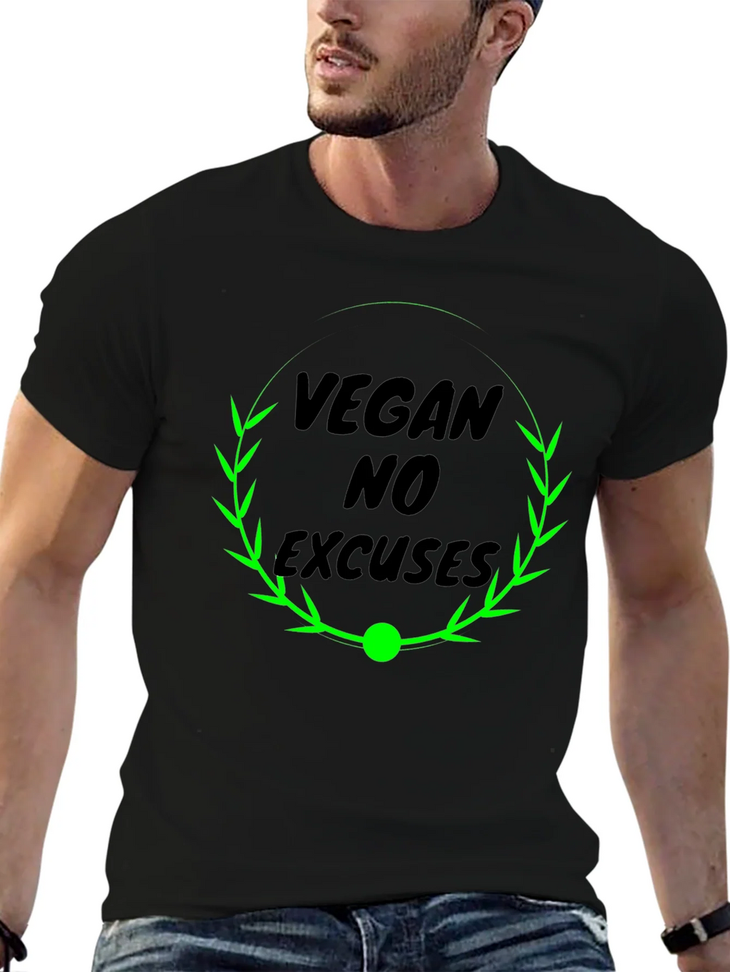 Vegan No Excuses Black Graphic T-Shirt product image 9