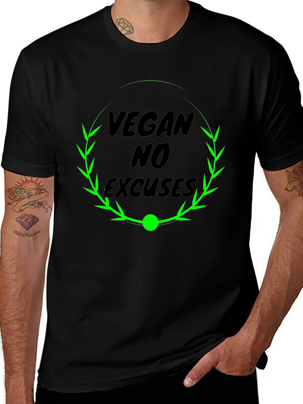 Vegan No Excuses Black Graphic T-Shirt product image 1