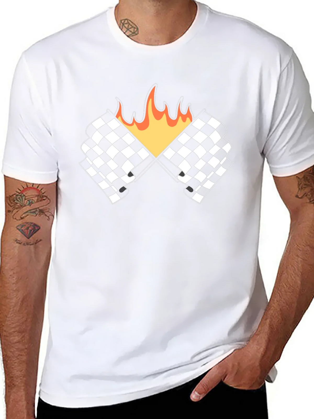 Racing Flags with Flames Graphic Tee - Black product image 10