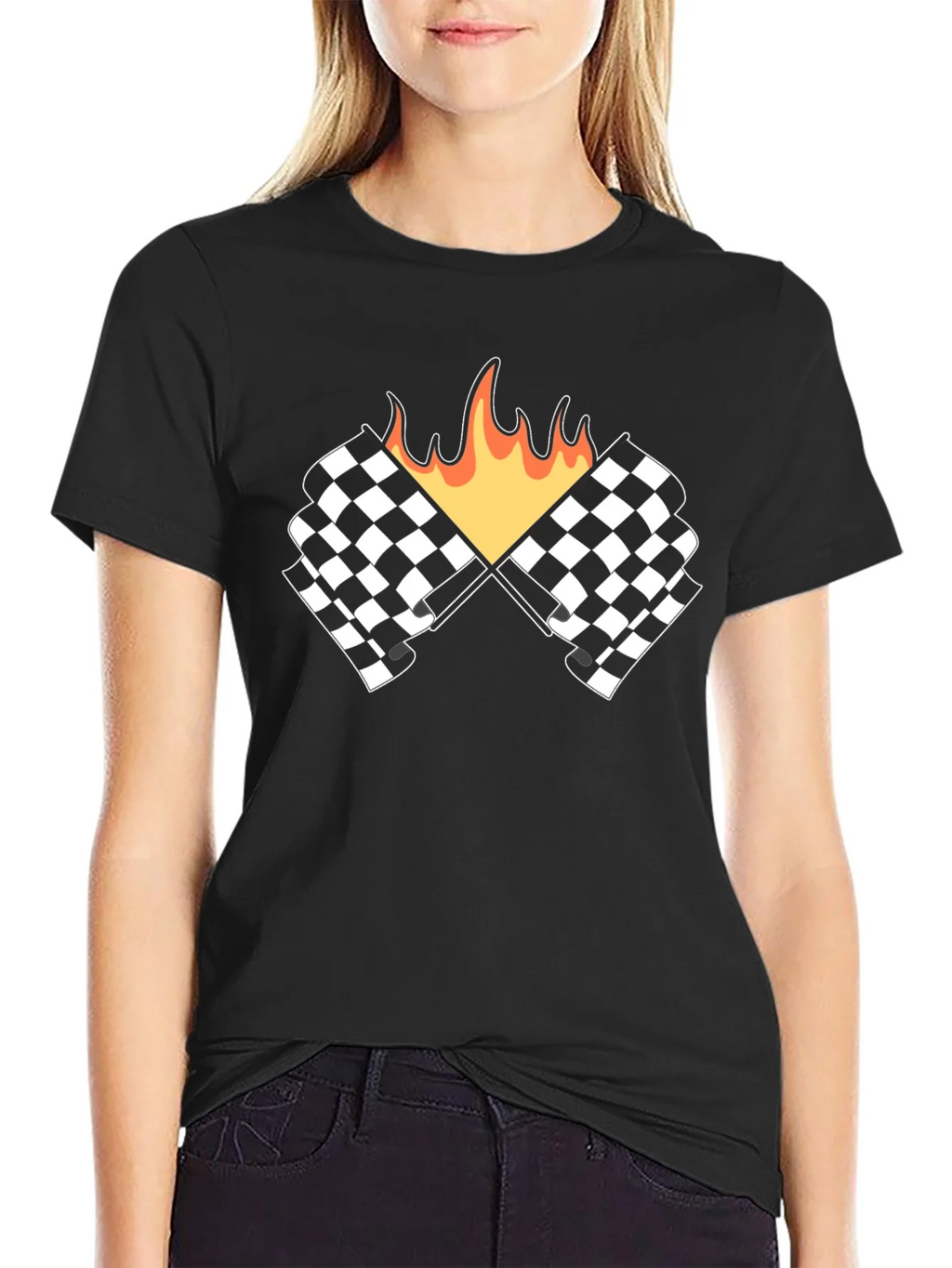 Racing Flags with Flames Graphic Tee - Black product image 5