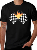 Racing Flags with Flames Graphic Tee - Black product image 1