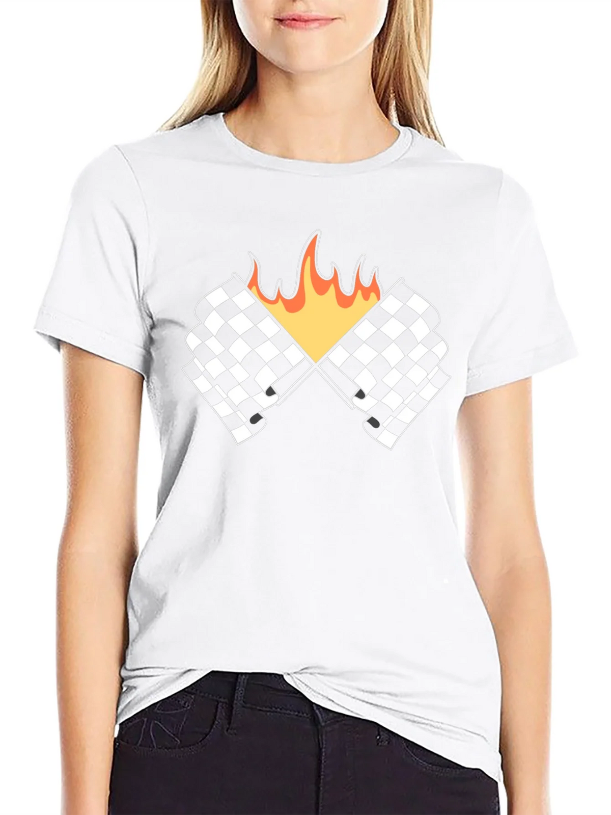 Racing Flags with Flames Graphic Tee - Black product image 11