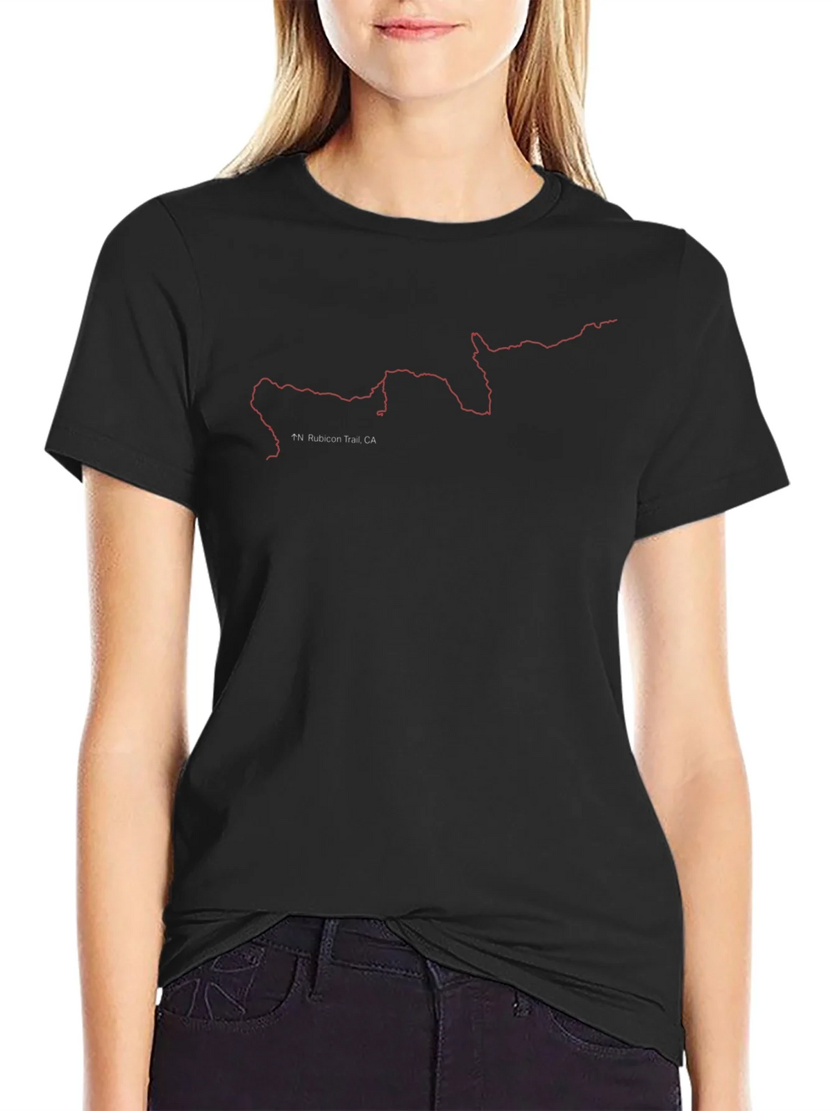 Rubicon Trail Map Black T-Shirt product image 5