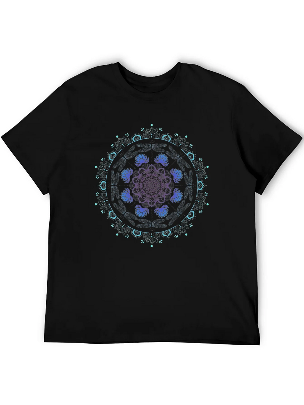 Mandala Lotus Graphic Tee - Black Cotton Blend product image 8