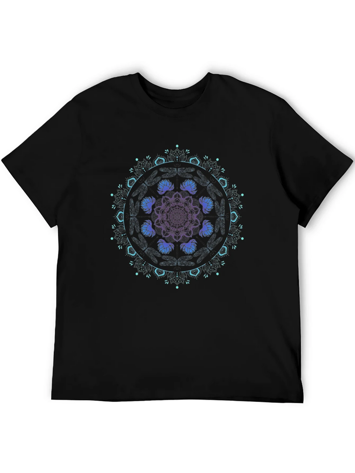Mandala Lotus Graphic Tee - Black Cotton Blend product image 8