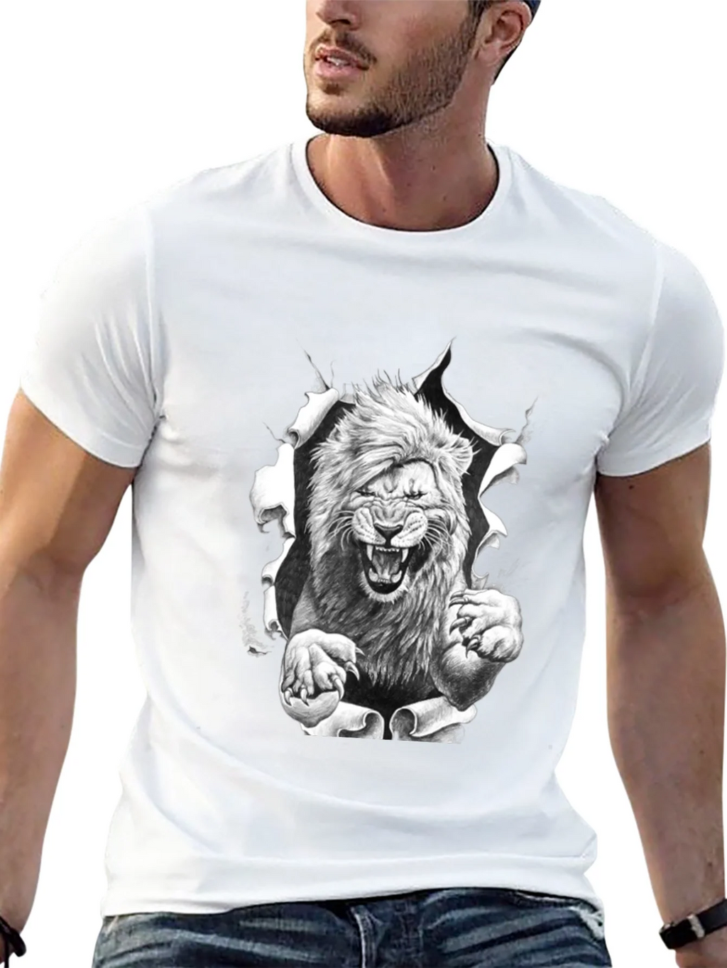 Lion Graphic Print Black Tee product image 4
