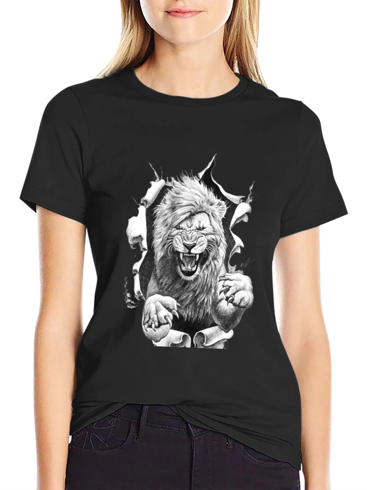 Lion Graphic Print Black Tee product image 5