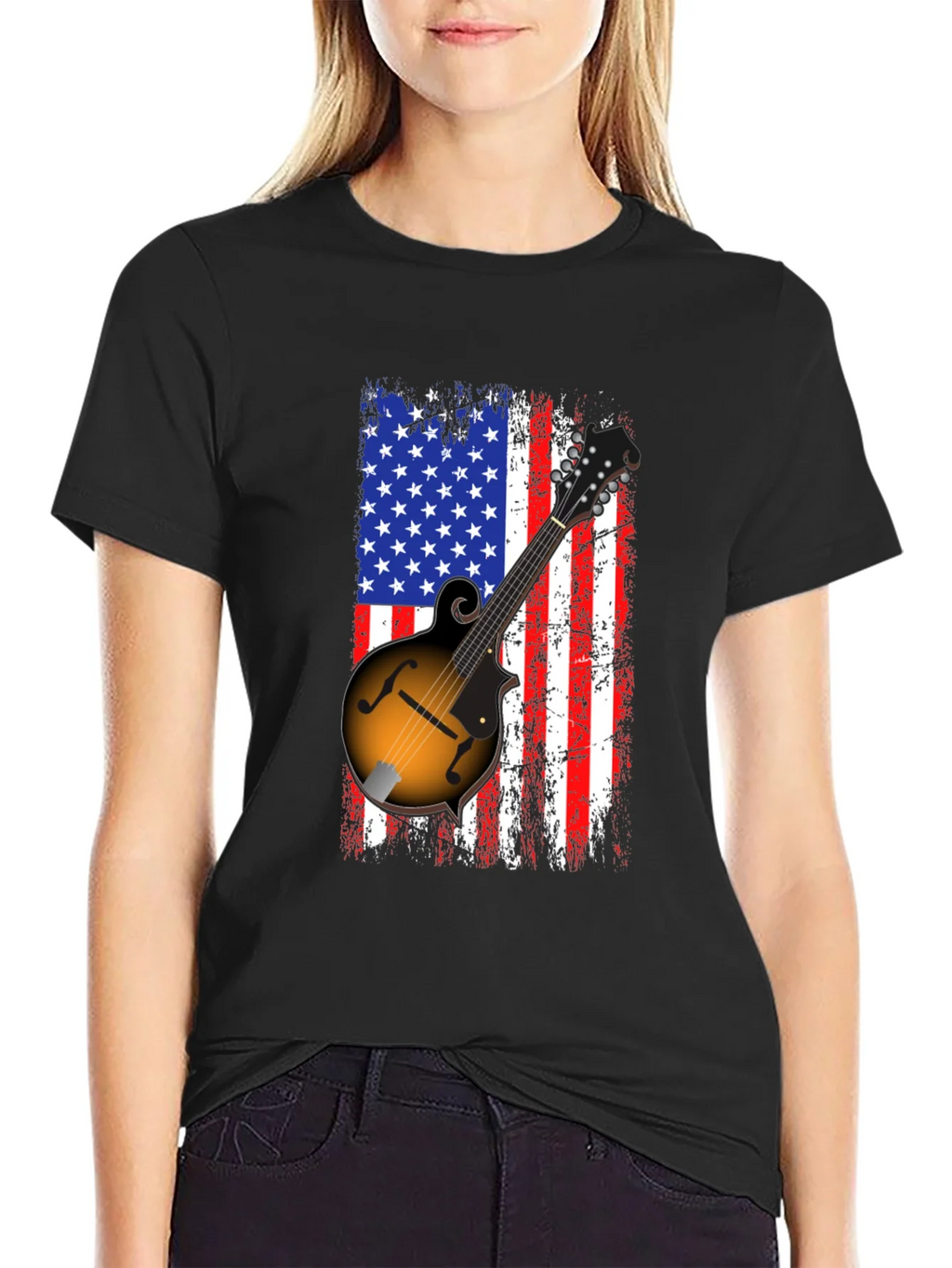 American Flag Mandolin Graphic T-Shirt product image 5