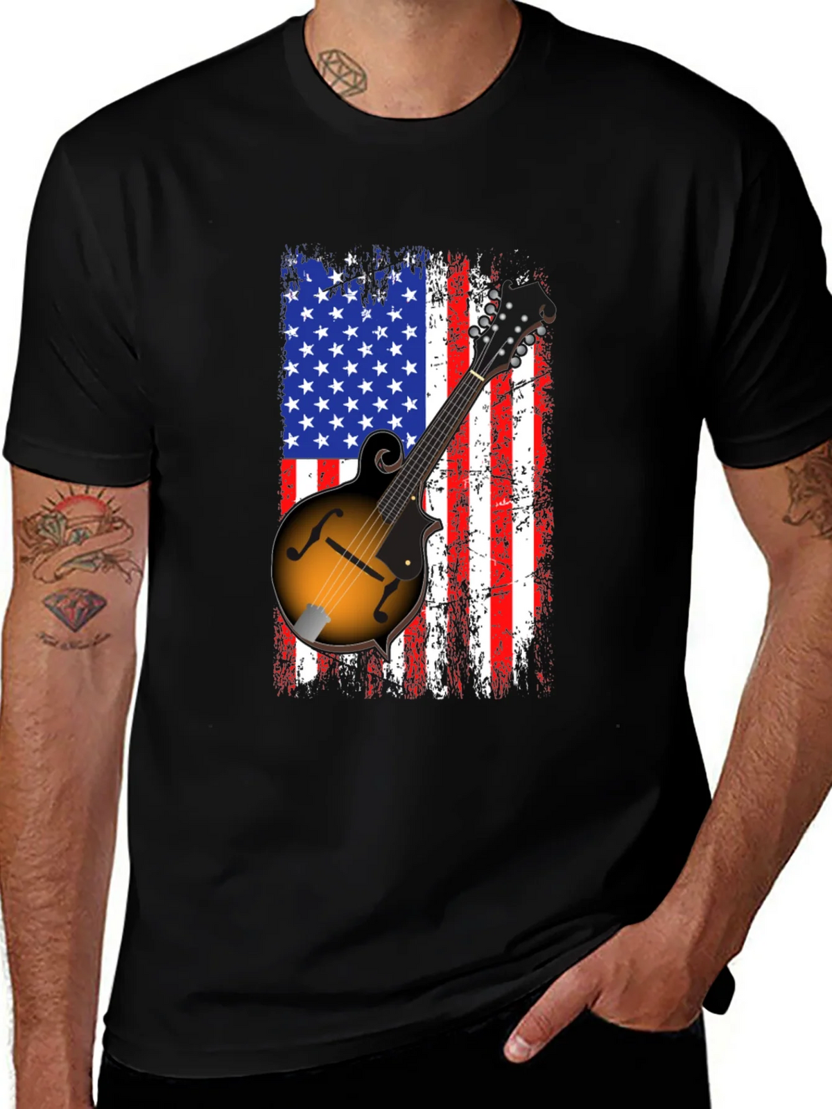 American Flag Mandolin Graphic T-Shirt product image 1
