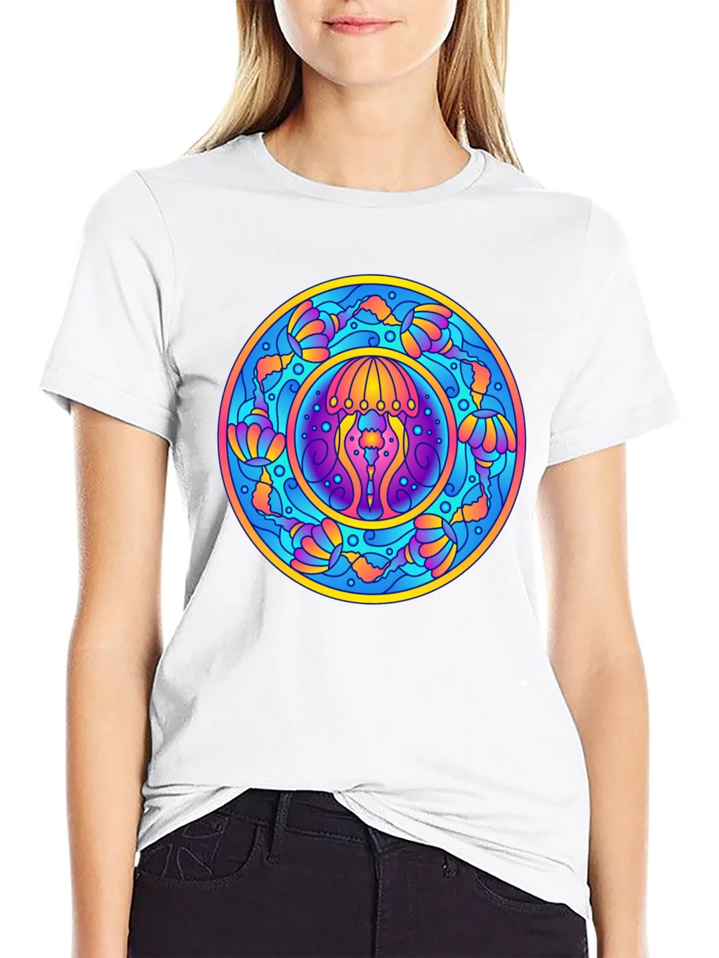Psychedelic Jellyfish Mandala T-Shirt - Vivid Graphic Tee product image 11