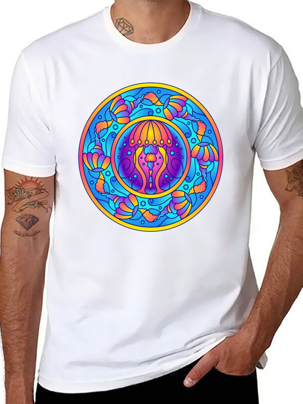 Psychedelic Jellyfish Mandala T-Shirt - Vivid Graphic Tee product image 10