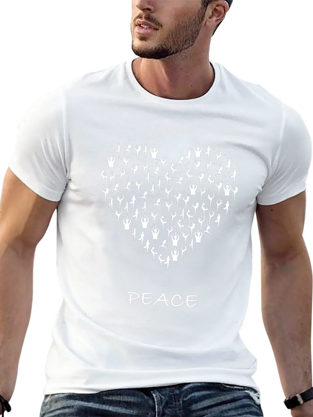 Yoga Heart Peace Graphic T-Shirt - Black product image 4