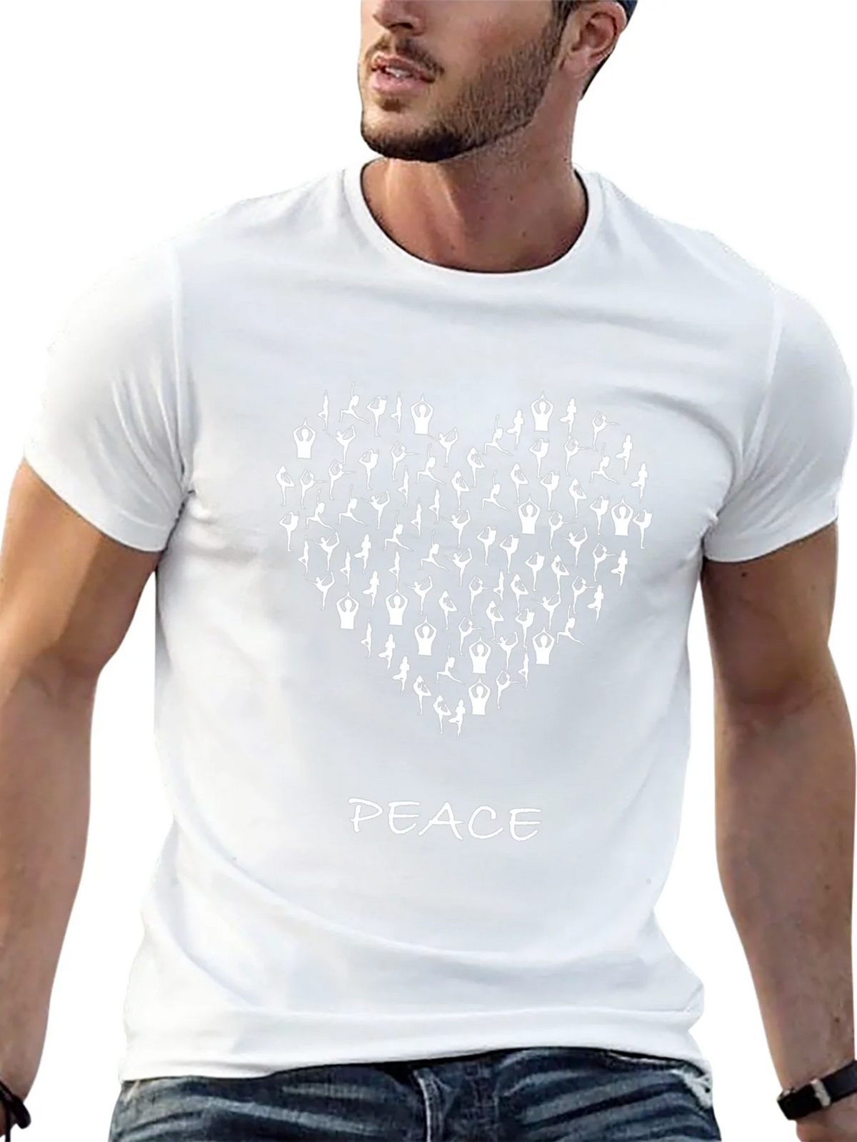 Yoga Heart Peace Graphic T-Shirt - Black product image 4