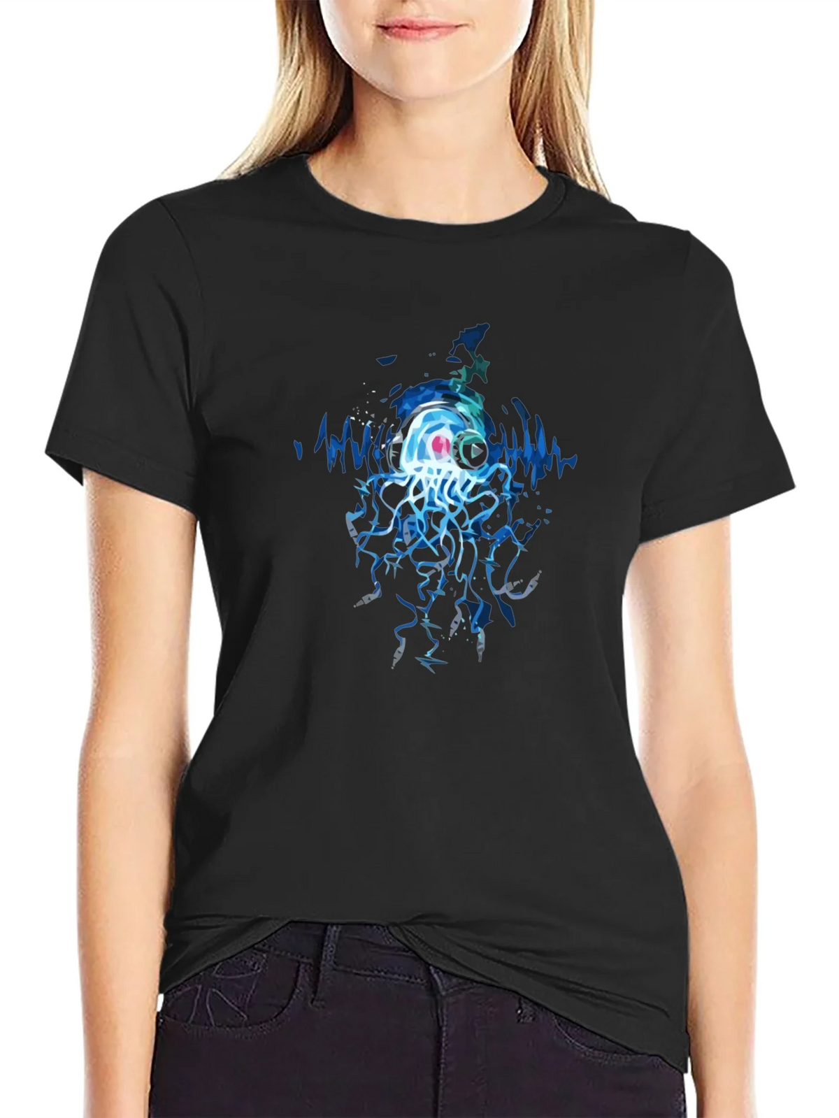 Jellyfish DJ Graphic Tee - Cool Black T-Shirt product image 5
