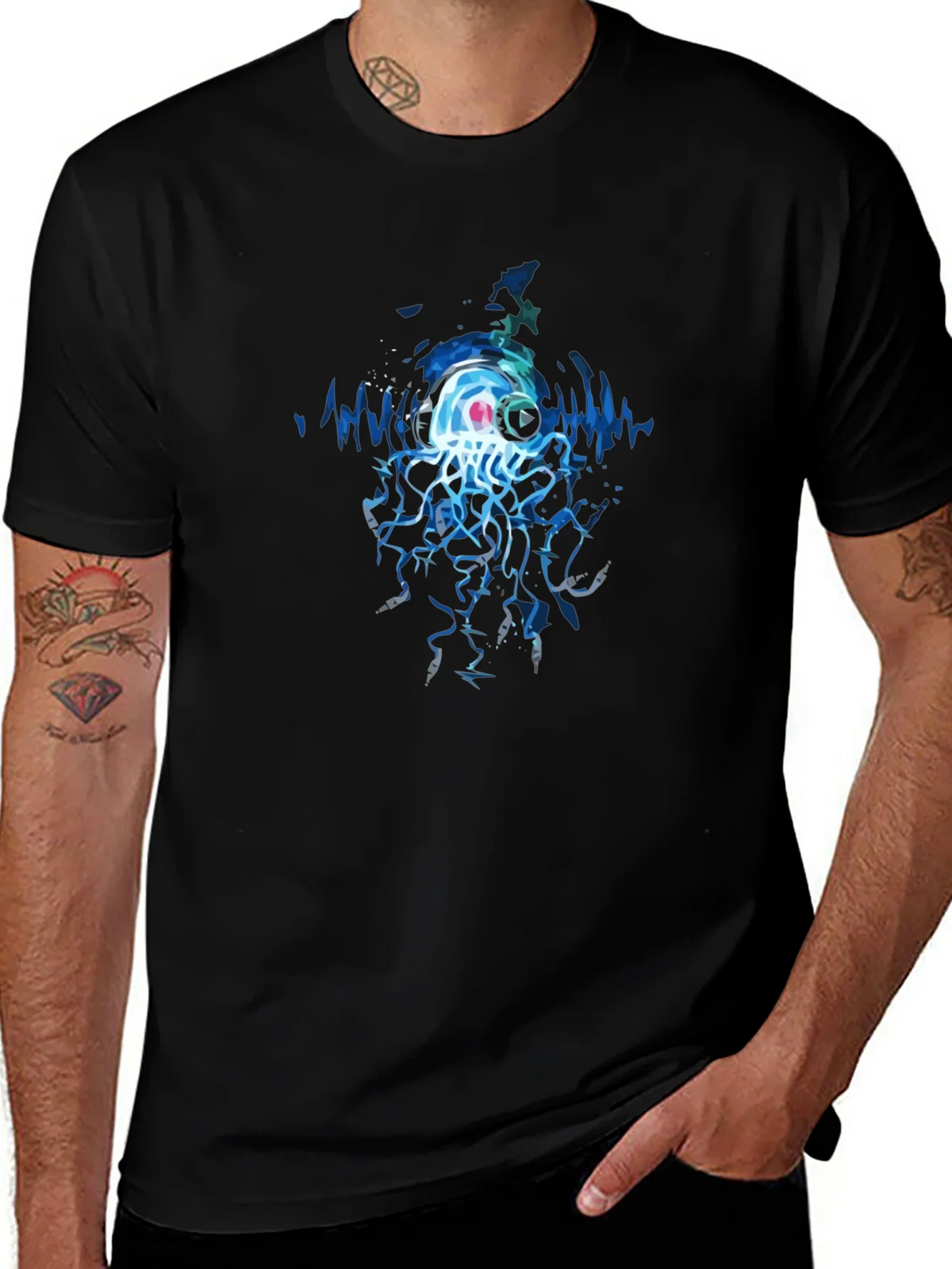 Jellyfish DJ Graphic Tee - Cool Black T-Shirt product image 1