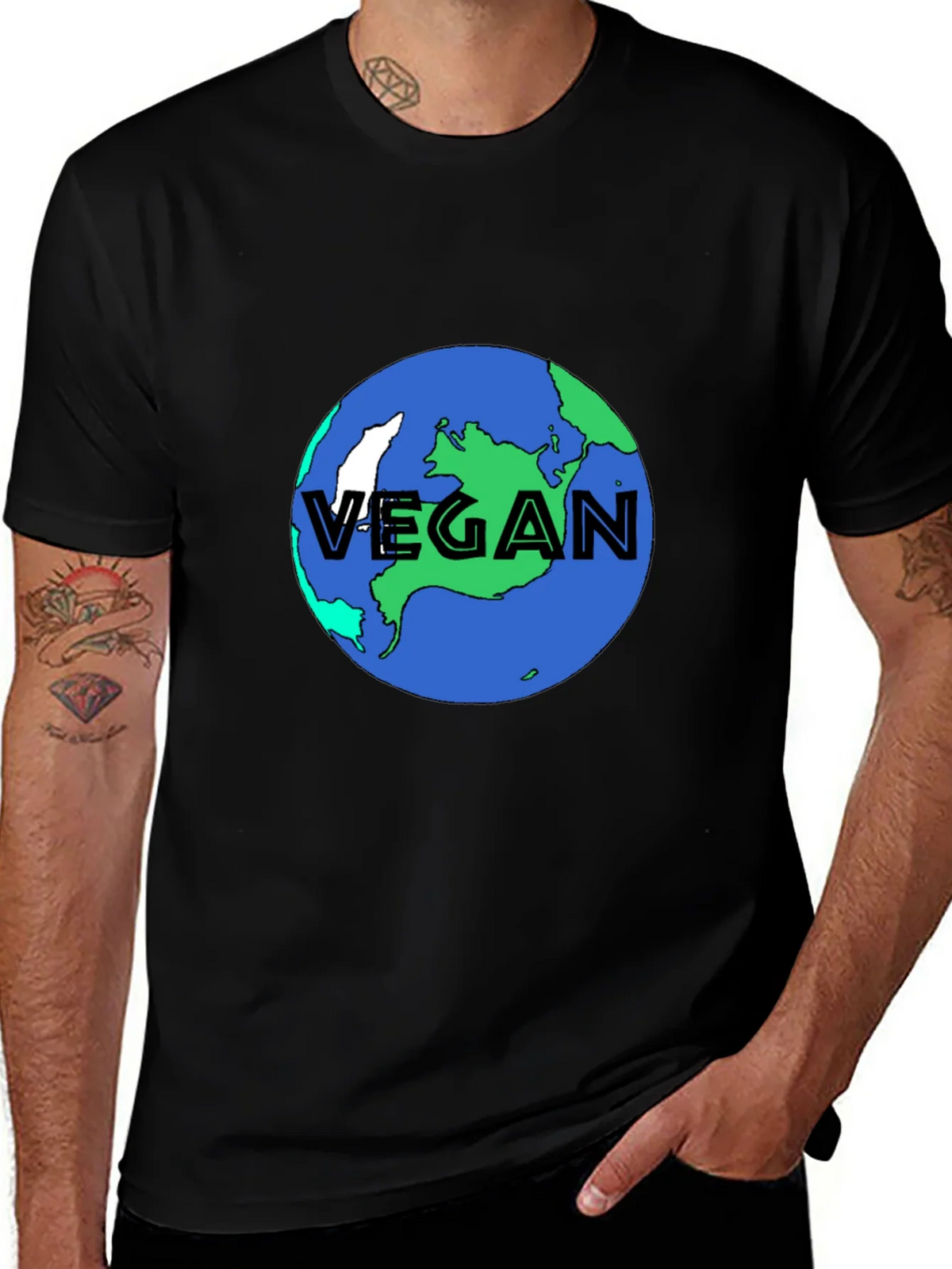 Vegan Earth Graphic Tee - Black Sustainable Fashion product image 1