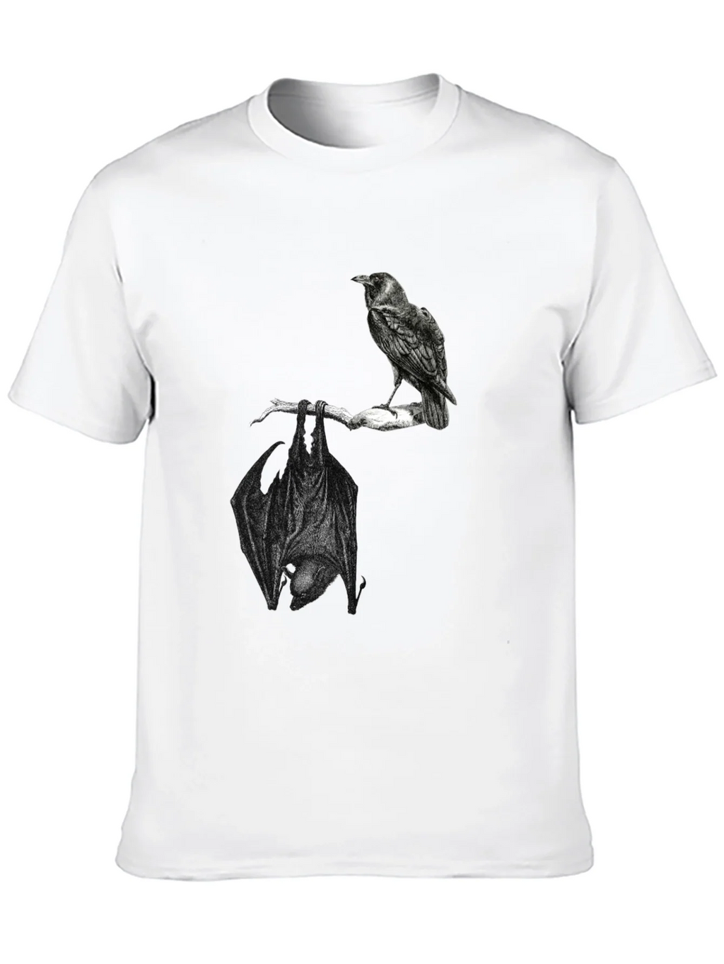 Raven and Bat Graphic Tee - Black Cotton T-Shirt product image 12