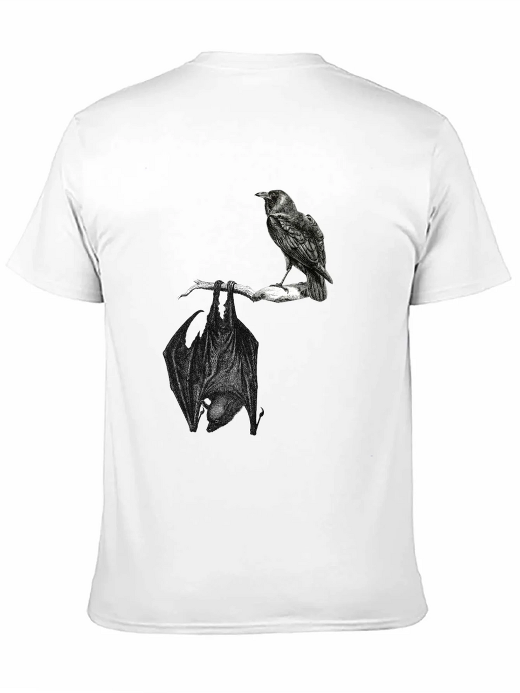 Raven and Bat Graphic Tee - Black Cotton T-Shirt product image 2