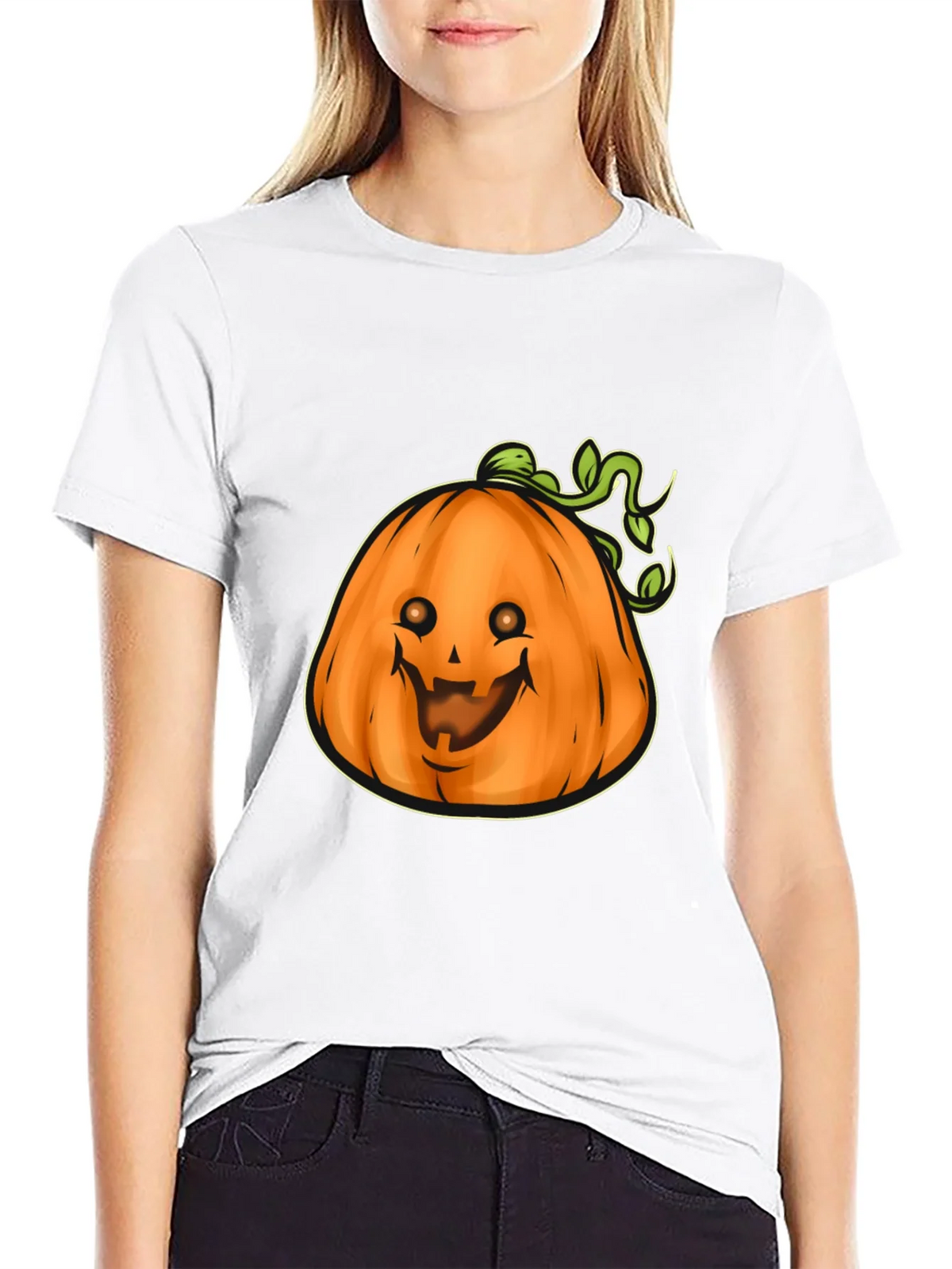 Mens Black Halloween Pumpkin Graphic Tee product image 11