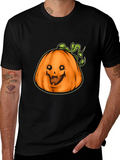 Mens Black Halloween Pumpkin Graphic Tee product image 1