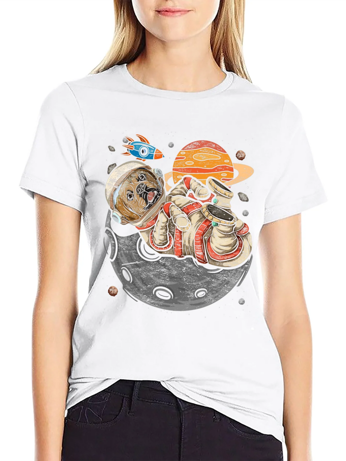 Astronaut Dog on the Moon Graphic Tee product image 11