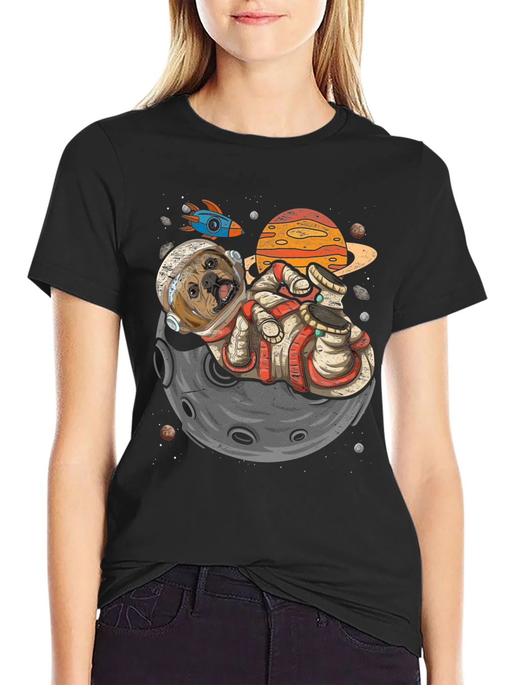 Astronaut Dog on the Moon Graphic Tee product image 5