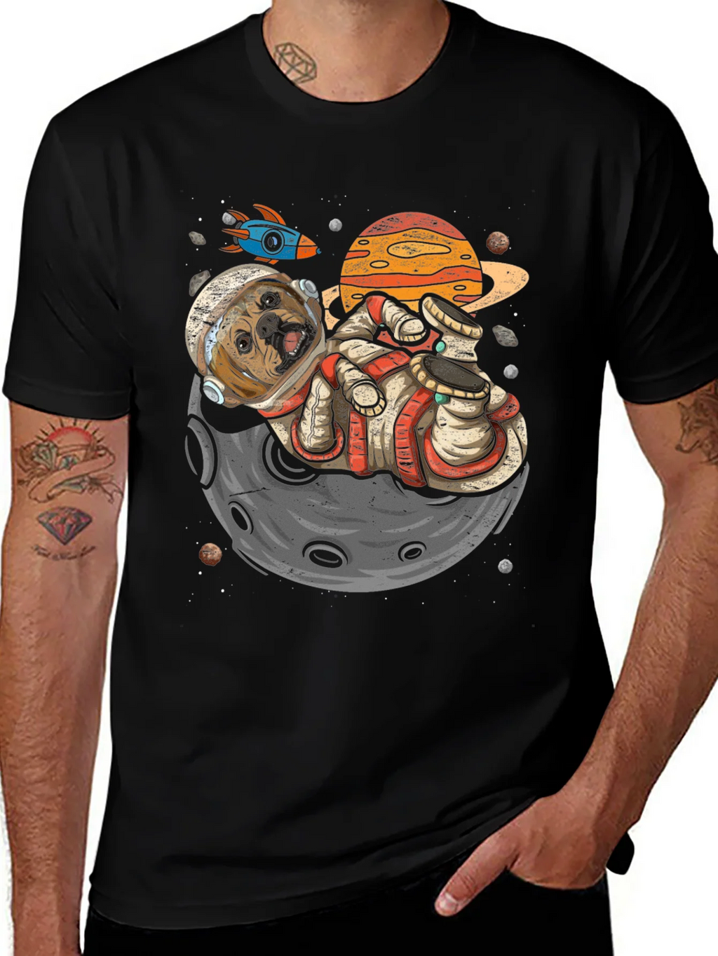 Astronaut Dog on the Moon Graphic Tee product image 1