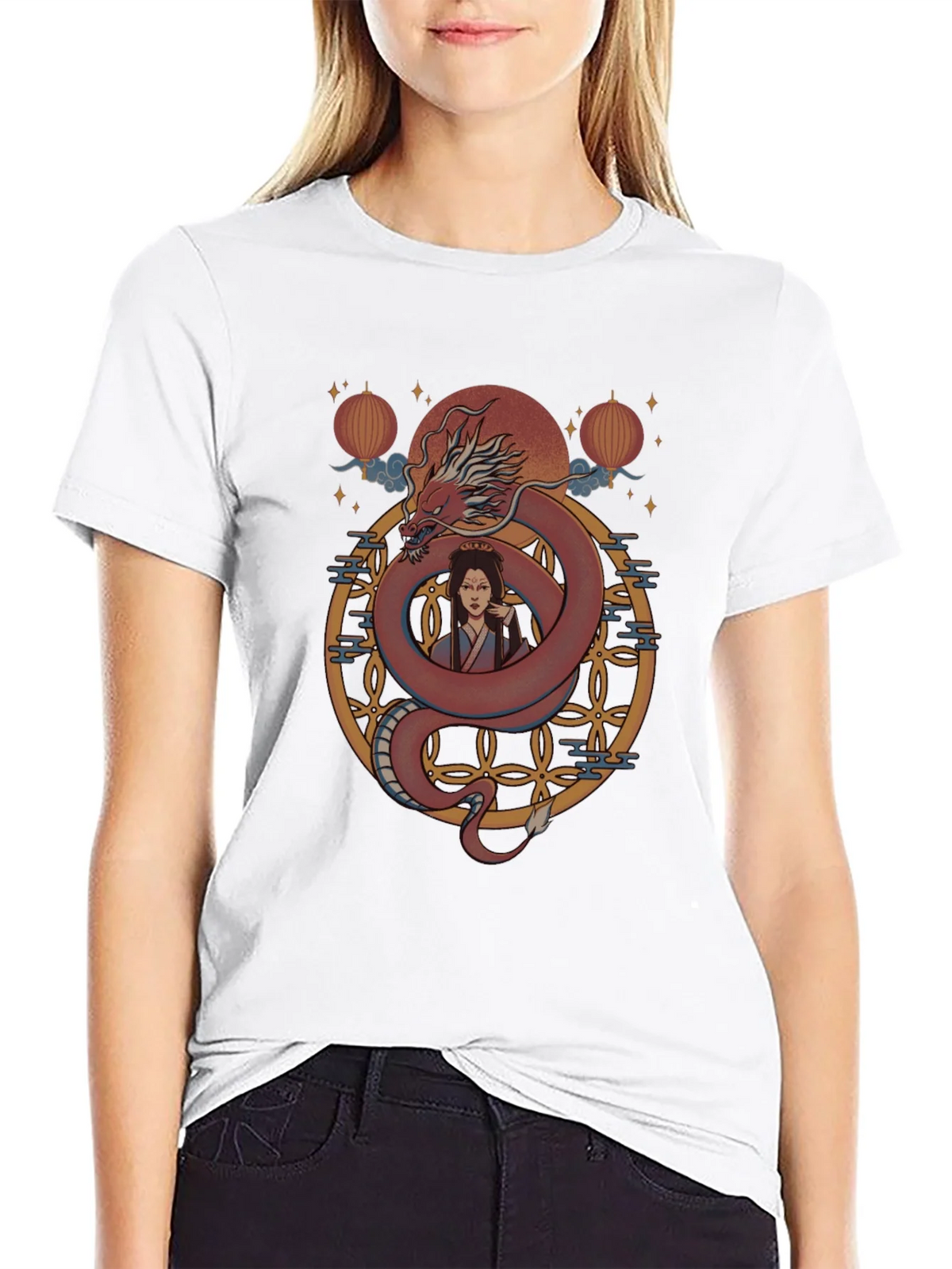 Dragon and Woman Graphic Print T-Shirt product image 11