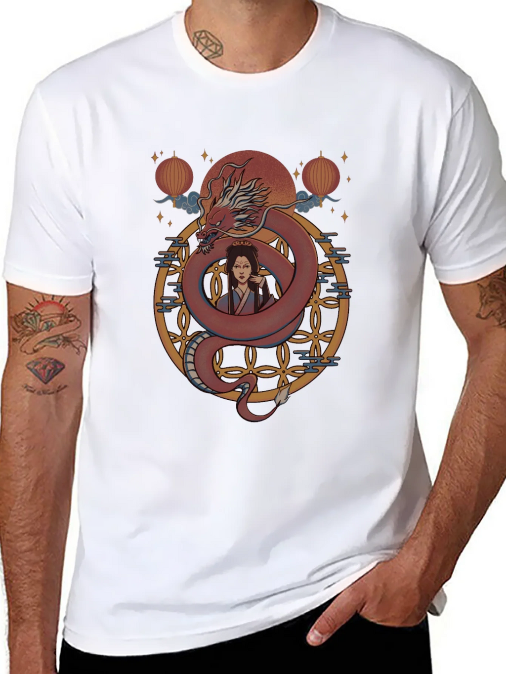 Dragon and Woman Graphic Print T-Shirt product image 10