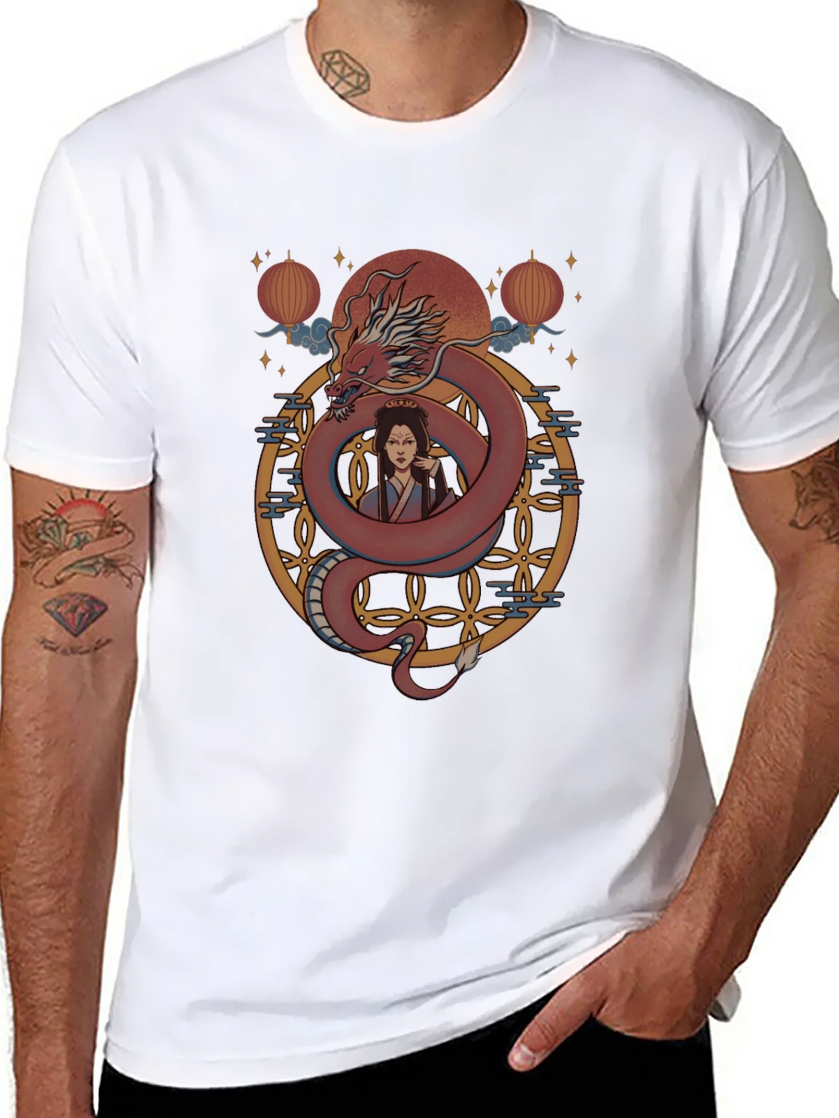 Dragon and Woman Graphic Print T-Shirt product image 10