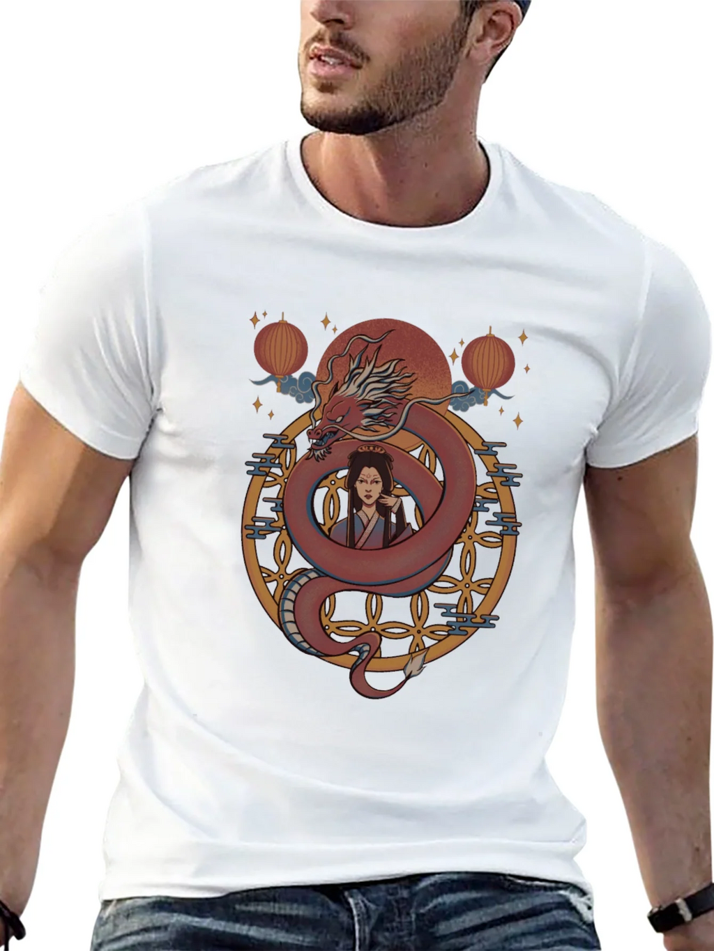 Dragon and Woman Graphic Print T-Shirt product image 4