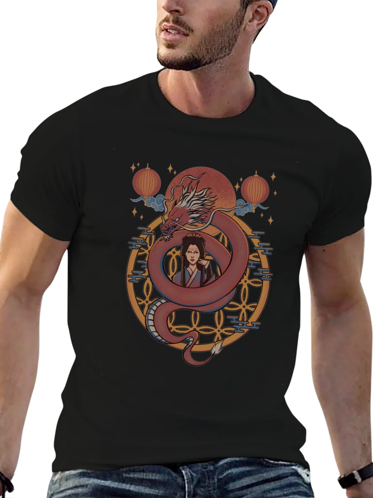 Dragon and Woman Graphic Print T-Shirt product image 9