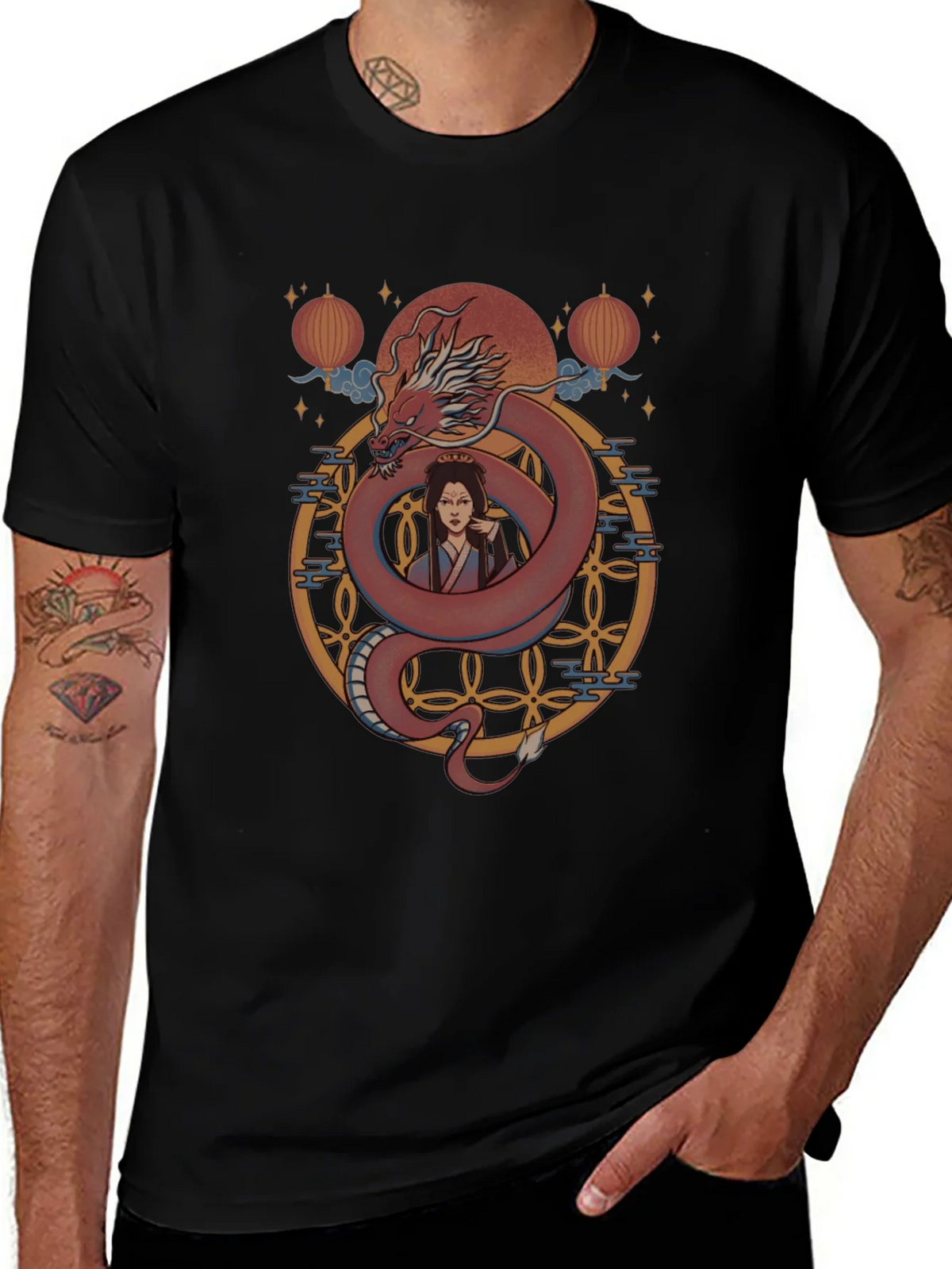 Dragon and Woman Graphic Print T-Shirt product image 1