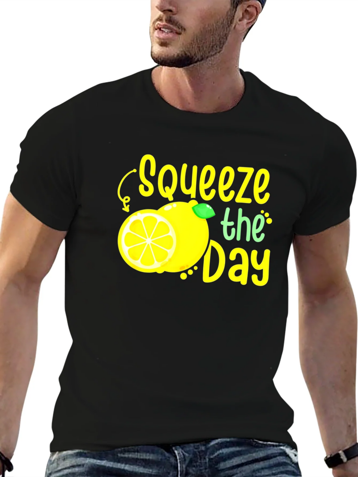 Squeeze the Day Graphic Tee - Black Cotton T-Shirt product image 9