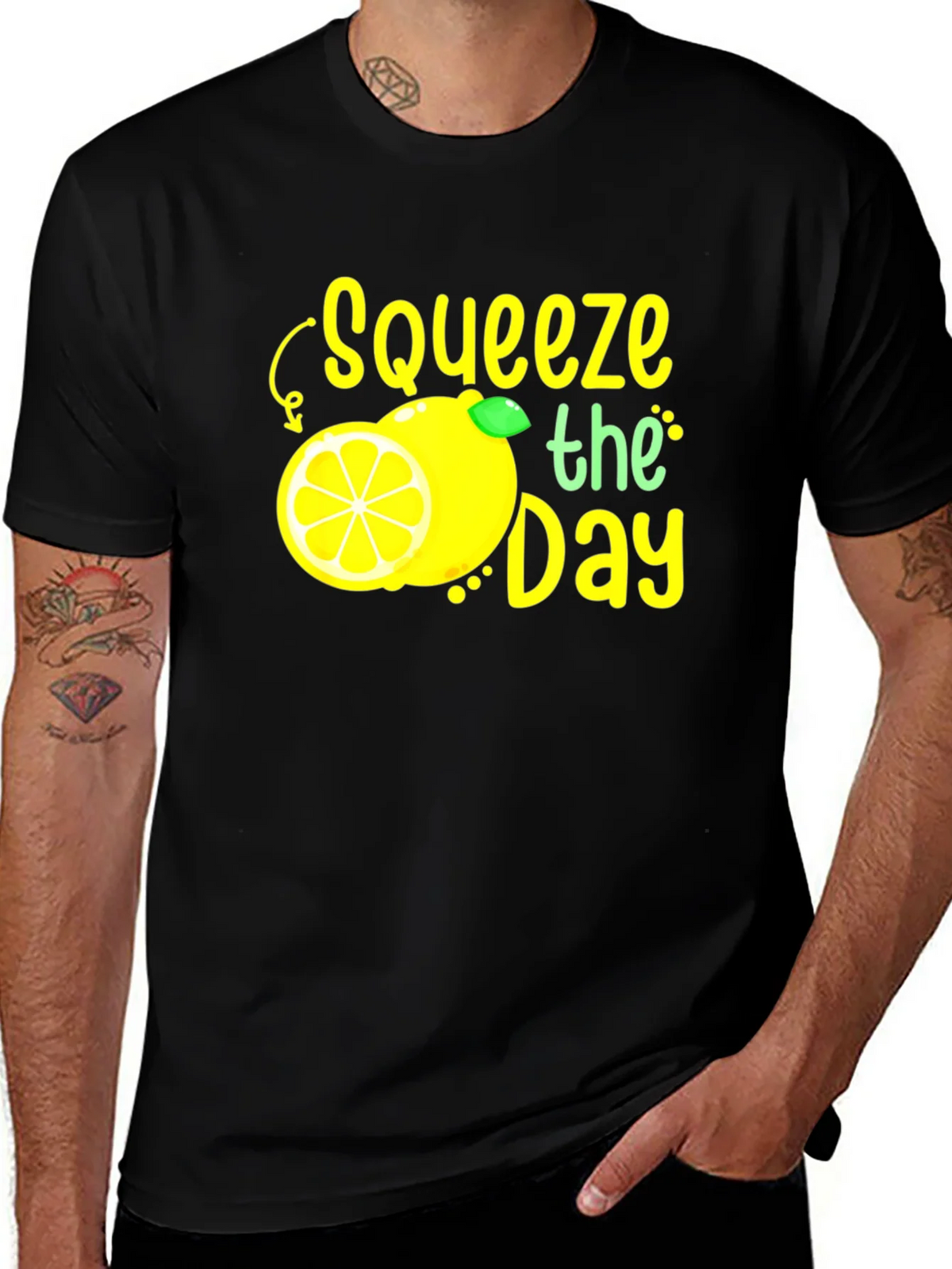 Squeeze the Day Graphic Tee - Black Cotton T-Shirt product image 1