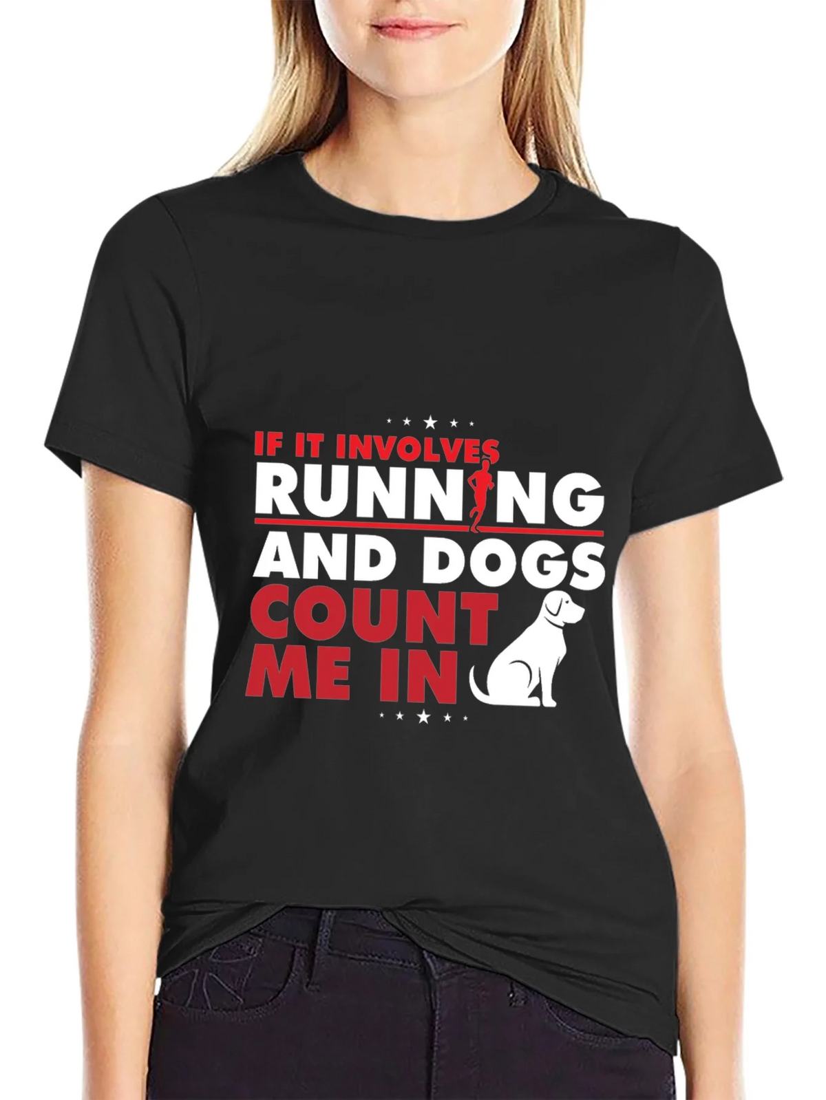 Running and Dogs T-Shirt - Black Cotton Tee for Dog Lovers product image 5