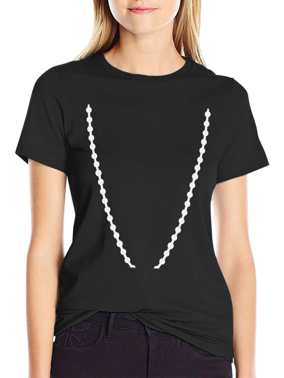 Beaded Necklace Graphic T-Shirt - Stylish Casual Wear