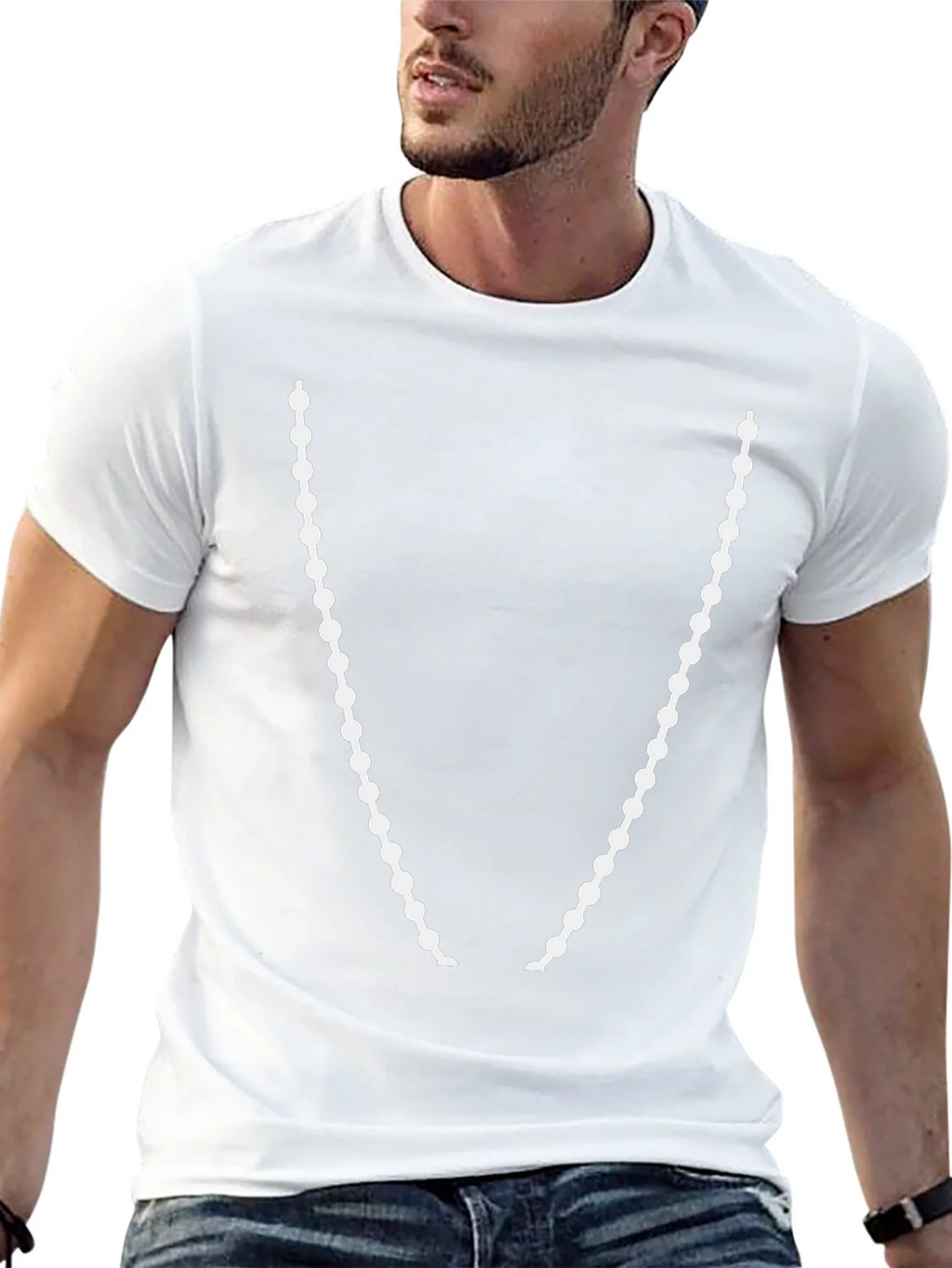 Beaded Necklace Graphic T-Shirt - Stylish Casual Wear