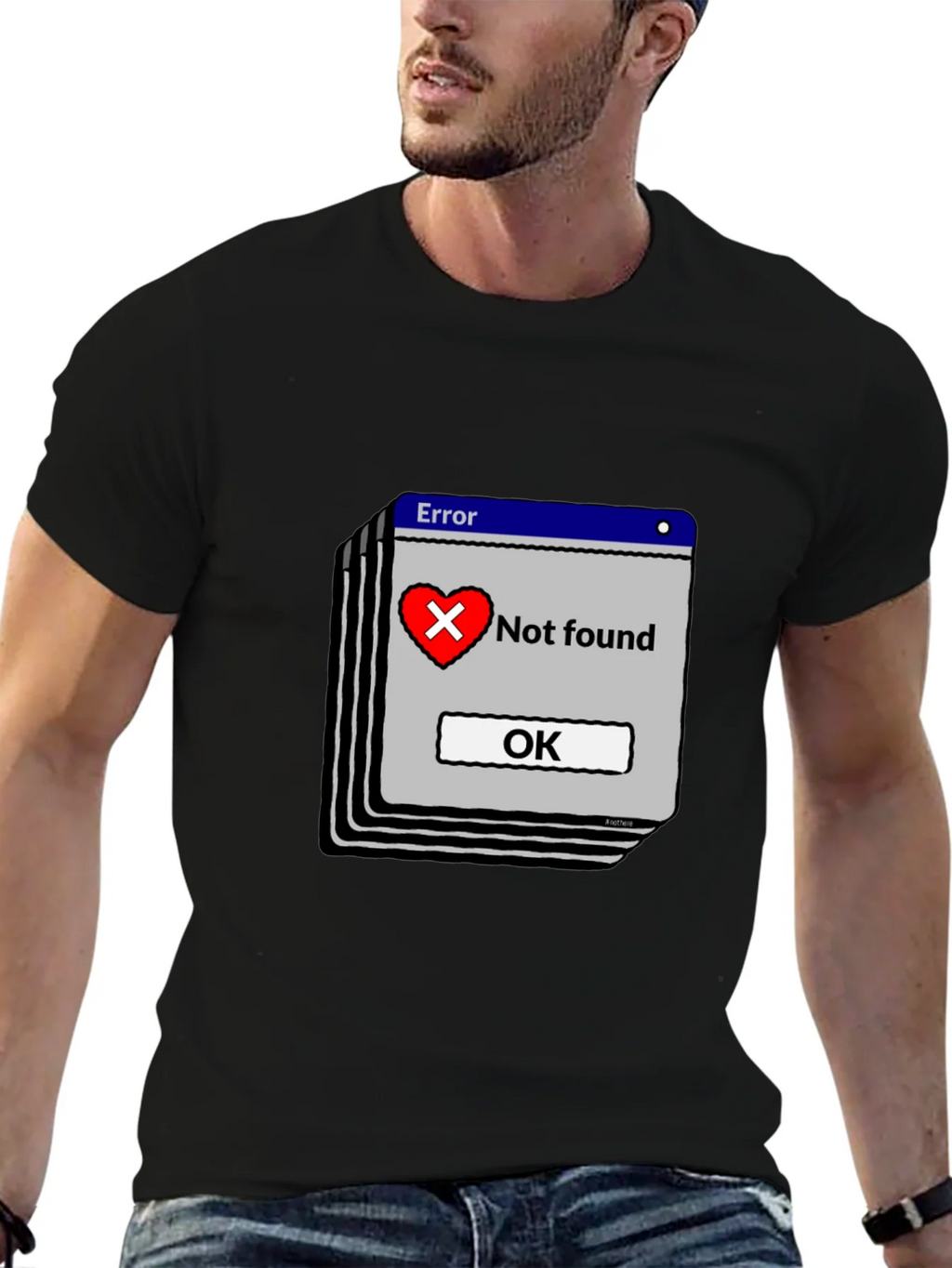Error Heart Not Found Black T-Shirt product image 9