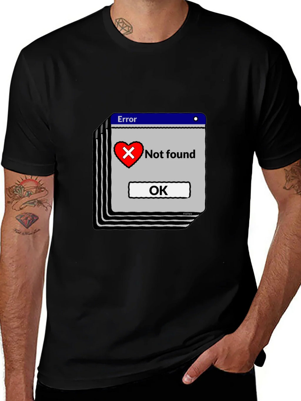 Error Heart Not Found Black T-Shirt product image 1
