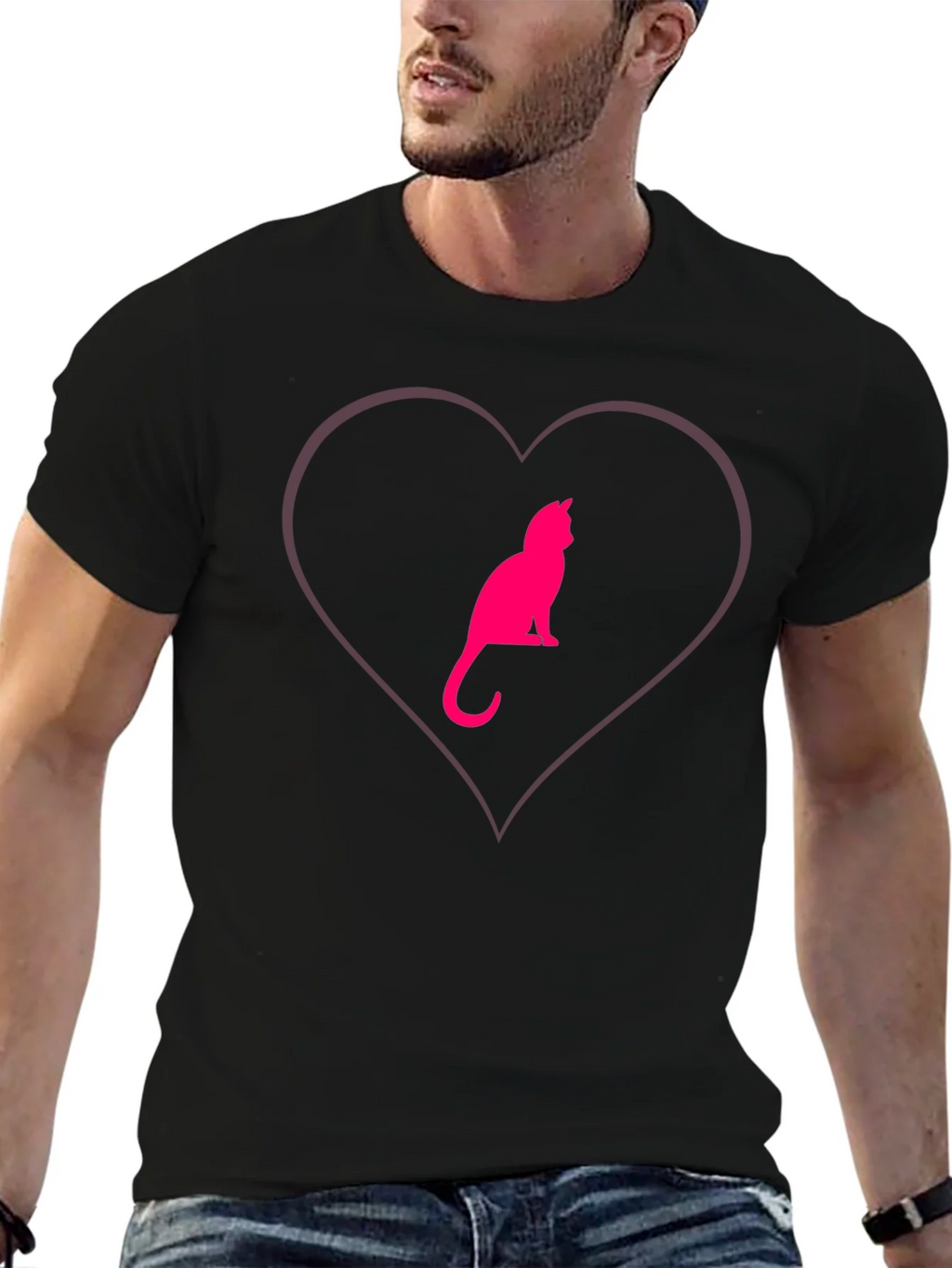 Cat Heart Graphic Tee - Stylish Crew Neck product image 9