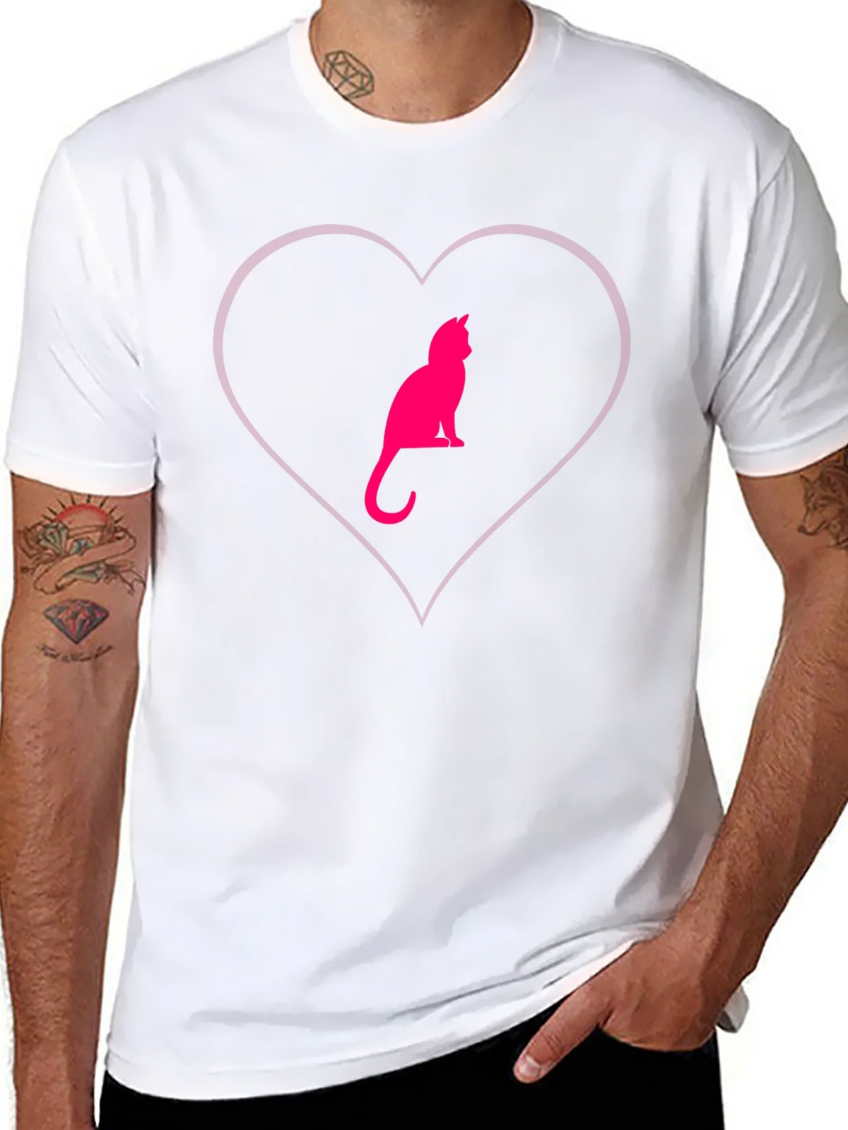 Cat Heart Graphic Tee - Stylish Crew Neck product image 10