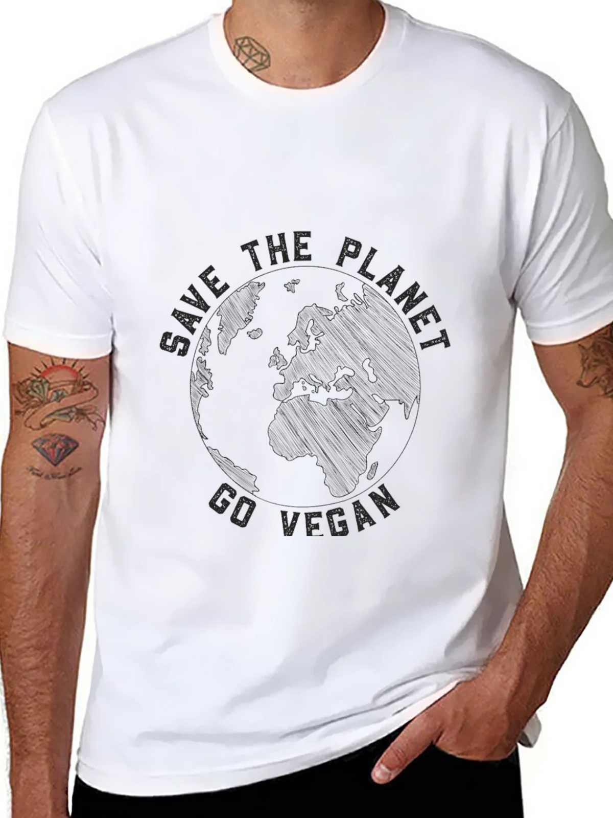 Save the Planet Go Vegan Black T-Shirt product image 10