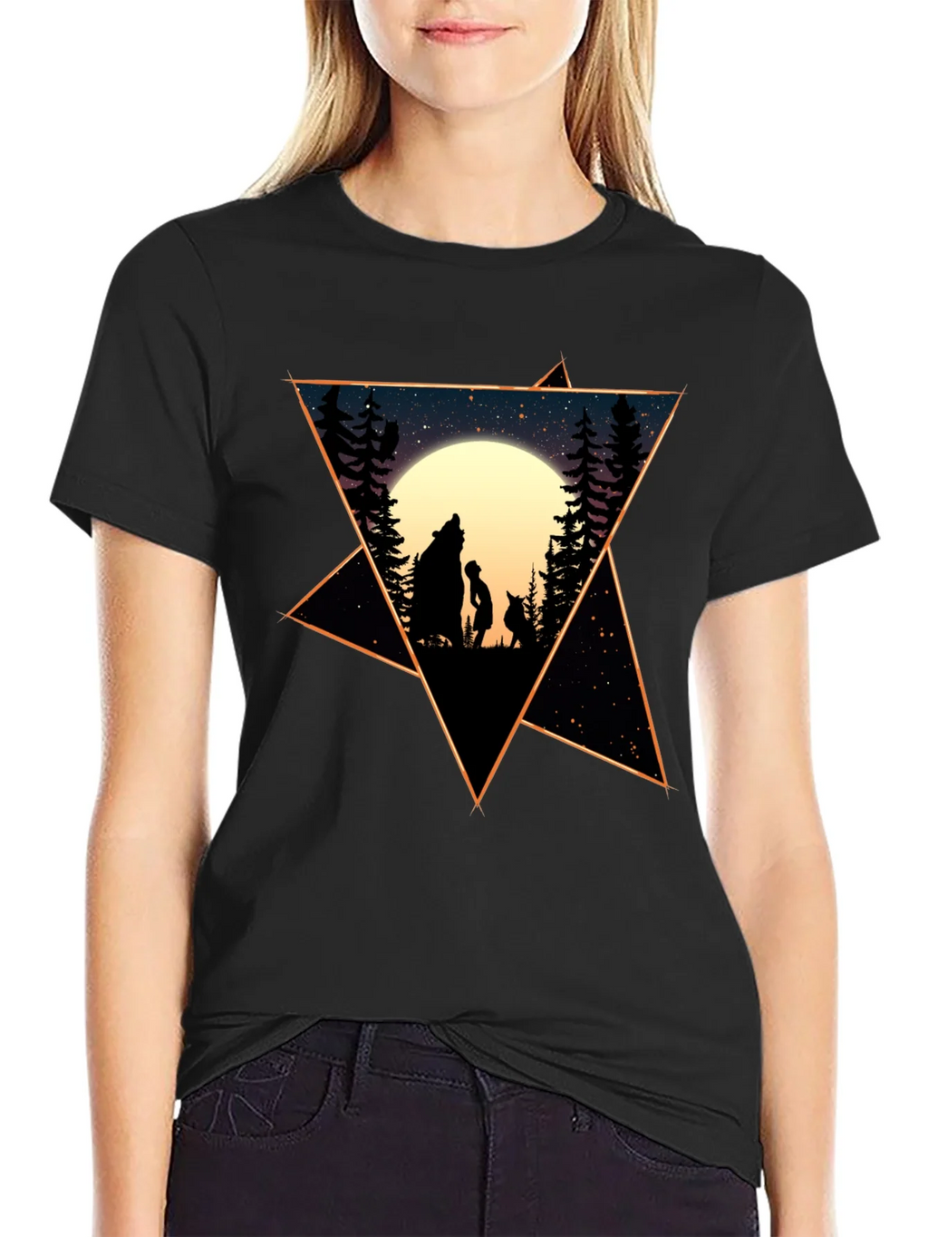 Starry Night Wolf & Child Graphic Tee product image 5