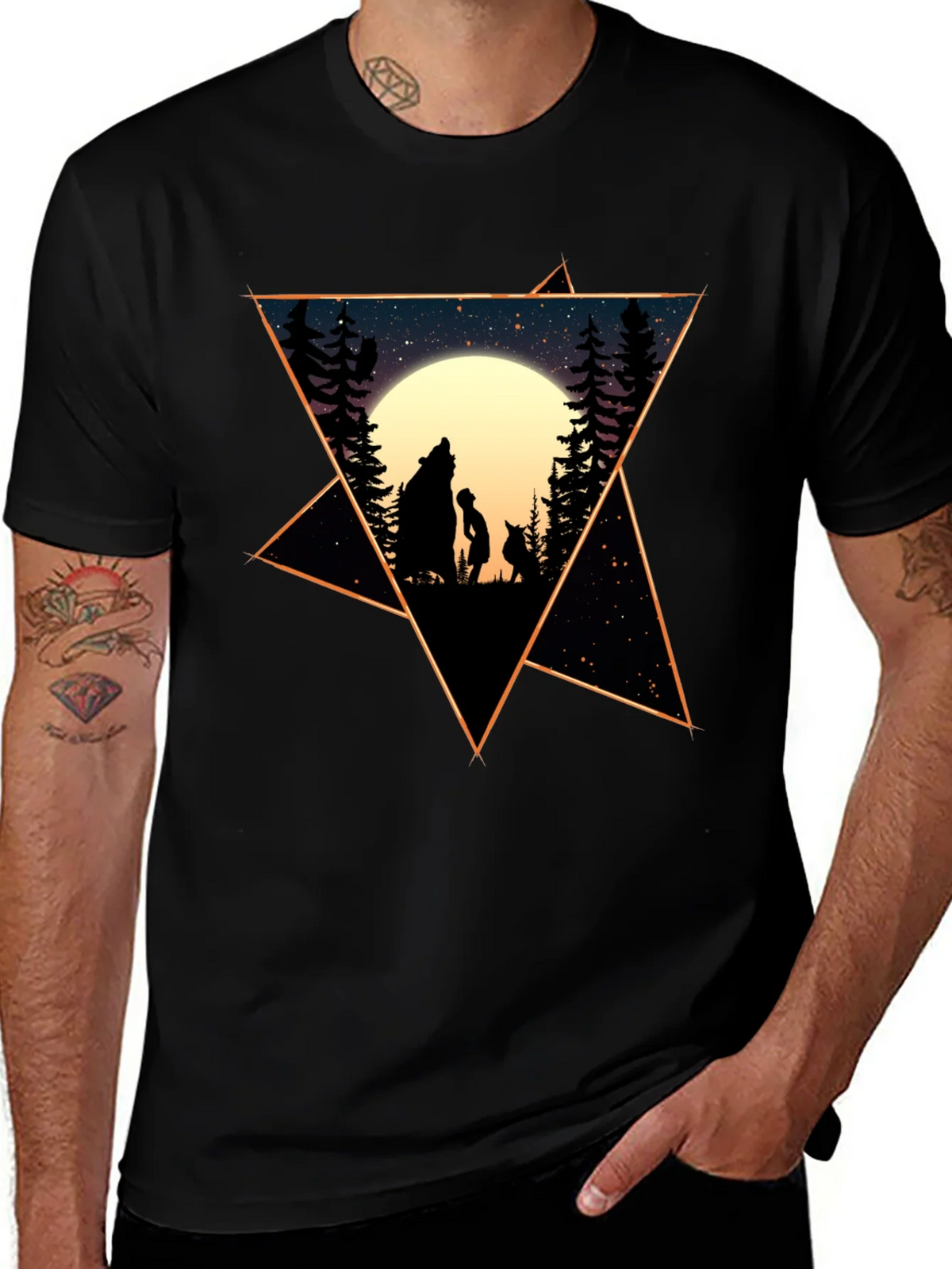 Starry Night Wolf & Child Graphic Tee product image 1