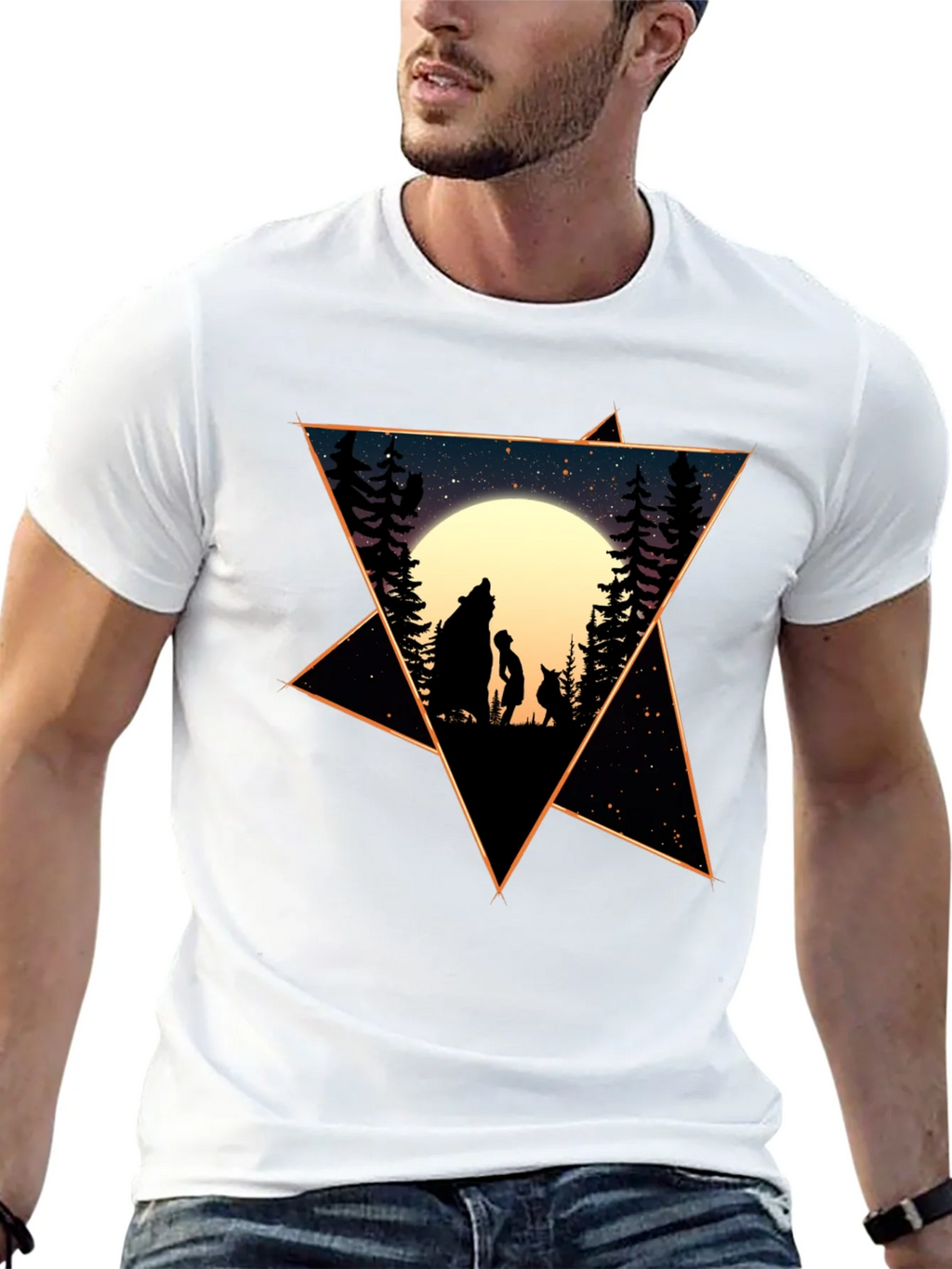Starry Night Wolf & Child Graphic Tee product image 4
