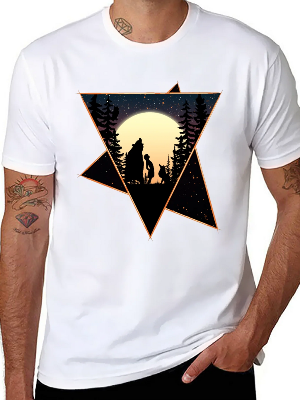 Starry Night Wolf & Child Graphic Tee product image 10