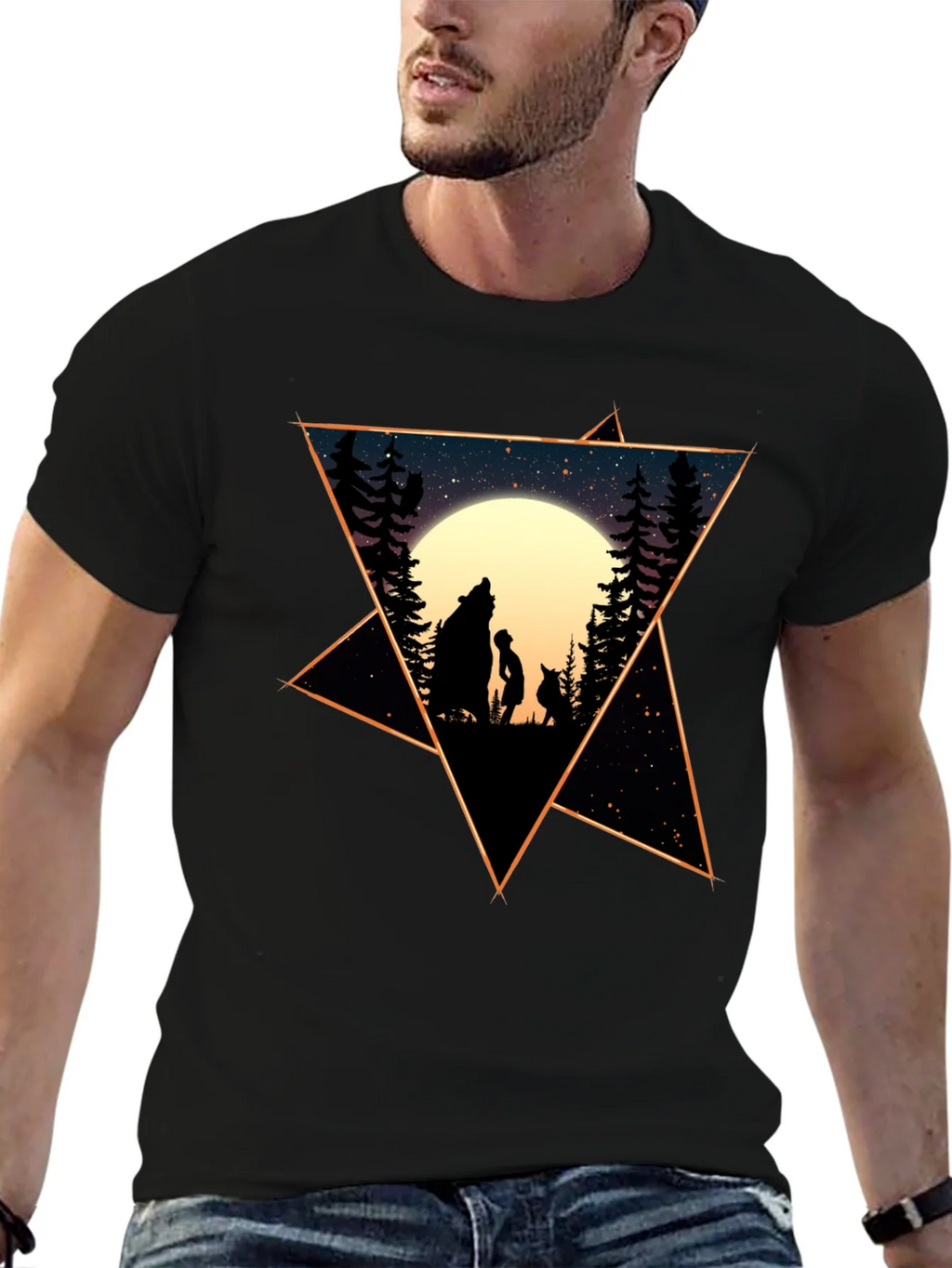 Starry Night Wolf & Child Graphic Tee product image 9